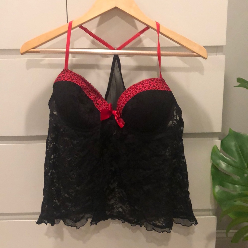 Red and black 2 piece lingerie
